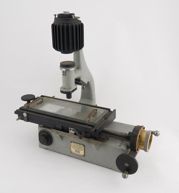 Microscope with travelling slide, by Hilger (serial no. H 481