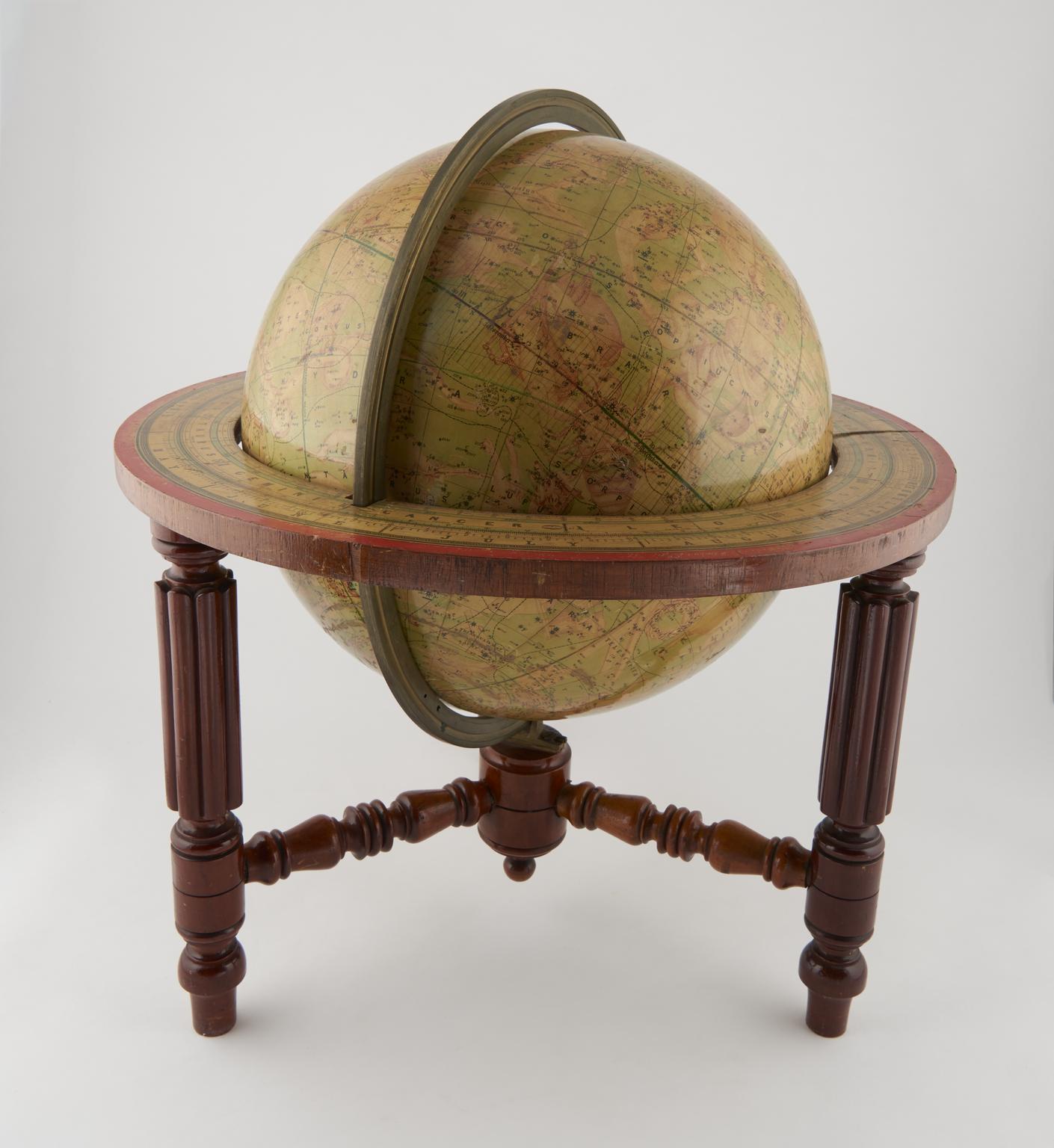 One of two 12-inch celestial globes by Malby & Company