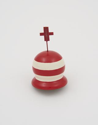 Spherical buoy with a Saint George cross topmark