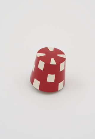 Red and white chequered port-hand buoy