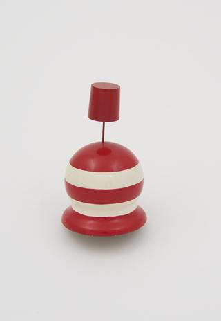 Red and white chequered middle-ground buoy