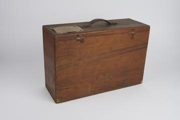 Carrying box for model illustrating Kitchen's patent reversing rudder with Bell Crank Operating Gear