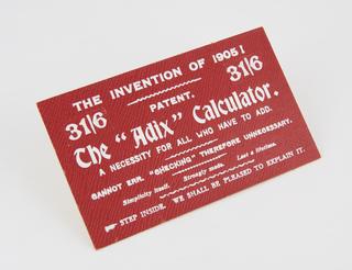 Advertisement for the "Adix" calculator