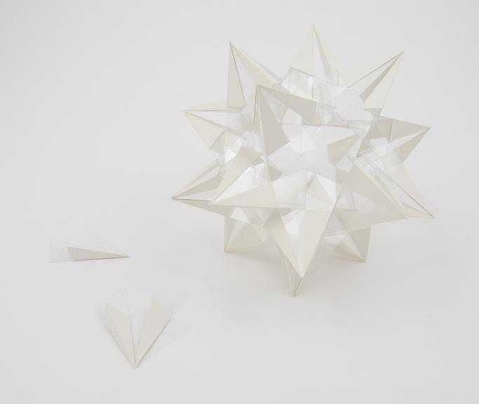 Polyhedron model showing the icosahedron and one of its 58