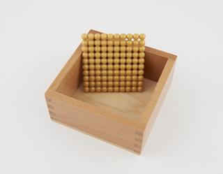Wooden tray and beads, for 'Introduction to decimal quantity'