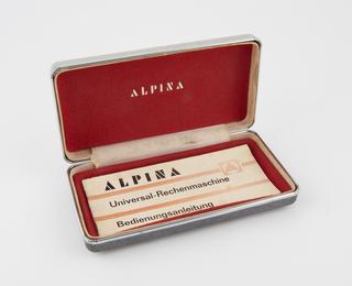 Case with instructions for Alpina calculating machine