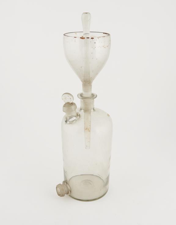 Glass for mercury with stopcock, funnel and stopper.