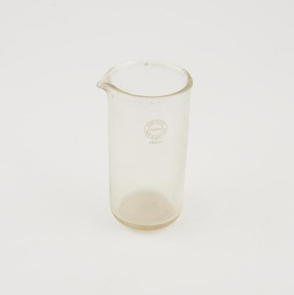 Heavy glass beaker, tall shape, Moncrieff, Perth, 250ml.