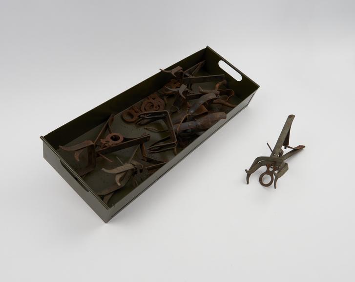Four types of tongs-type mole run-traps, circa 1970s