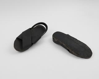 Pair of sandals made from lorry tyres