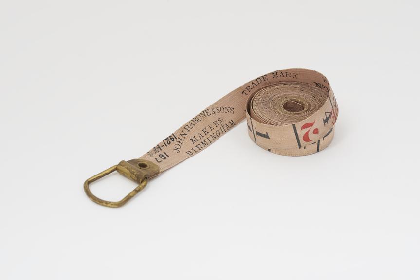 Girth tape by Rabone, 10ft.with imperial and metric scales.