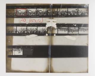 Photograph of the scene in Trafalfar Square with T.V. screen broadcasting Moon landing