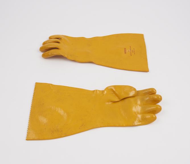 Pair of yellow Nitrile (Plasticized) gloves, size 9