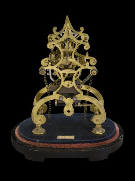 Synchronome self-winding action, on mahogany base