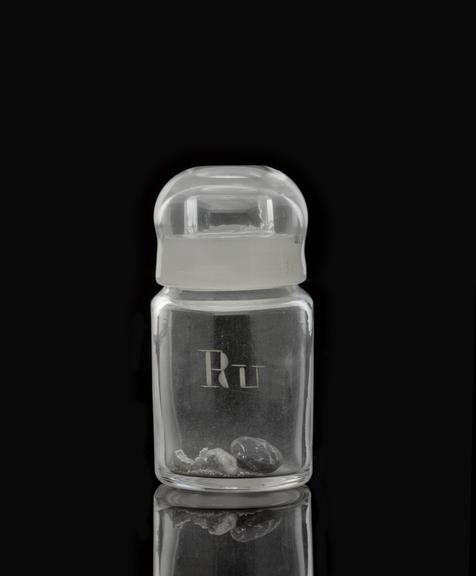 Glass-stoppered bottle containing ruthenium