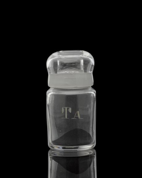 Glass-stoppered bottle containing tantalum