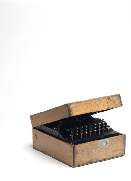 Three-ring Enigma cypher machine in oak wood transit case | Science ...