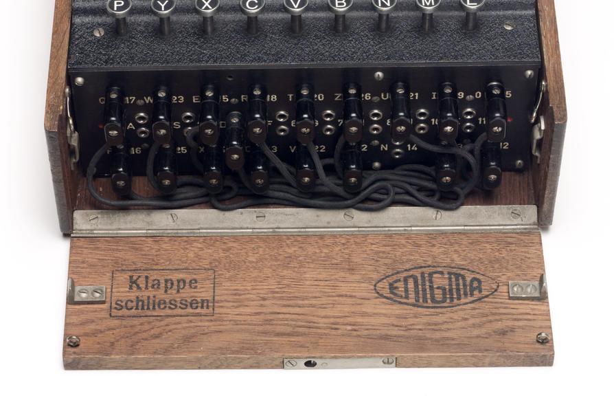 Three-ring Enigma cypher machine in oak wood transit case | Science ...