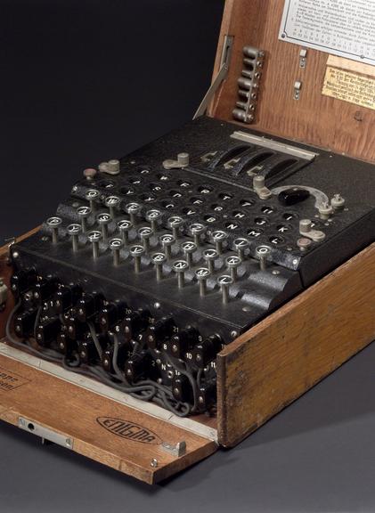 Three-ring Enigma cypher machine in oak wood transit case | Science ...