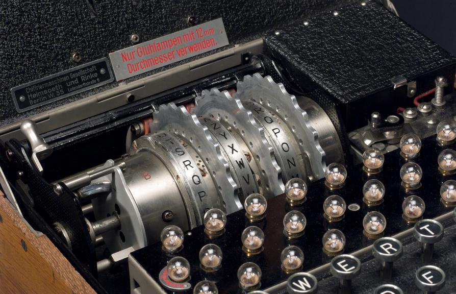 Three-ring Enigma cypher machine in oak wood transit case | Science ...