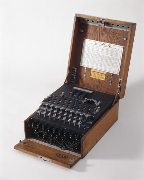 Three-ring Enigma cypher machine in oak wood transit case | Science ...
