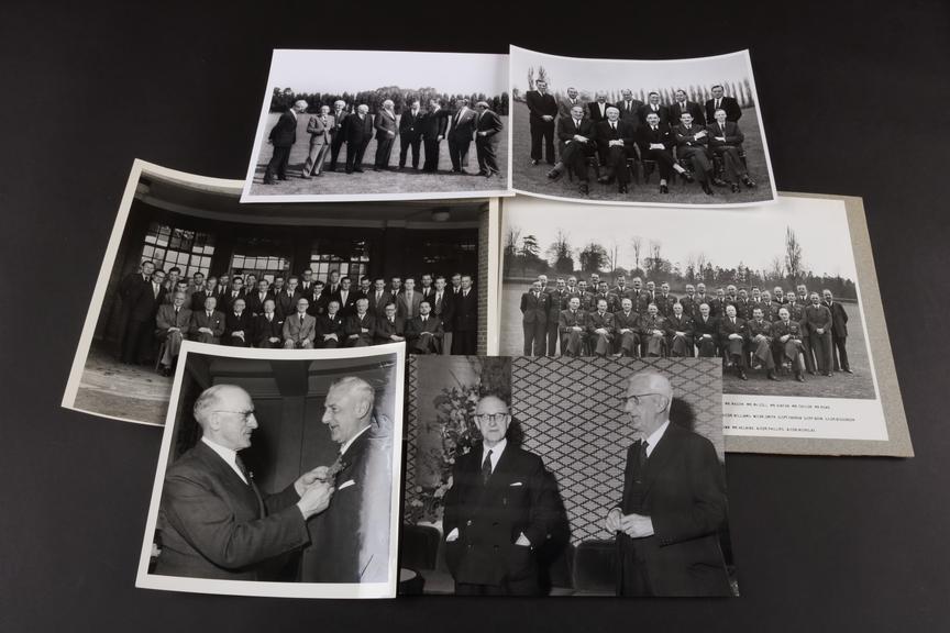 Group photographs of staff and transmitting equipment