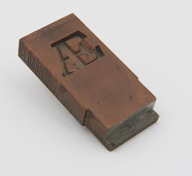 Typefounder's copper matrix AE', size approx. 48pt'