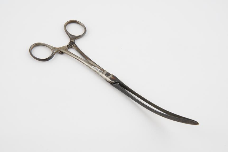 Intestinal clamp forceps, steel, British, 1892