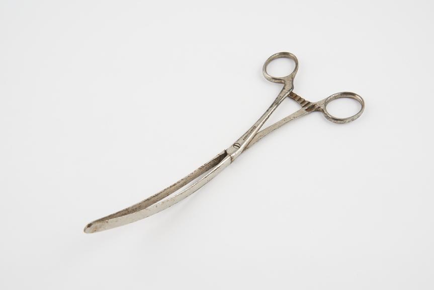 Intestinal clamp forceps, curved, nickel-plated