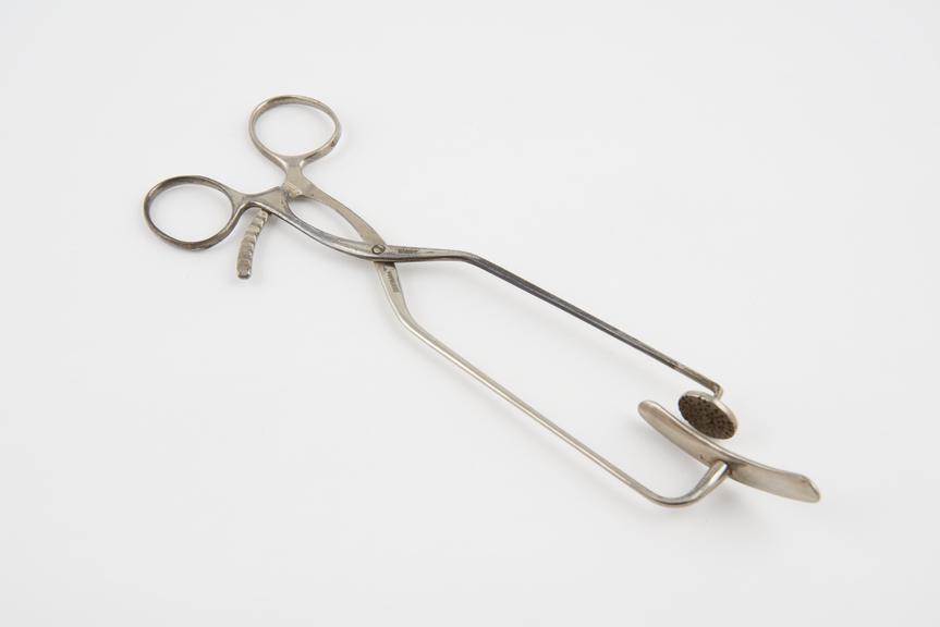 Intestinal clamp(?), steel, plated, by Mayer and Co