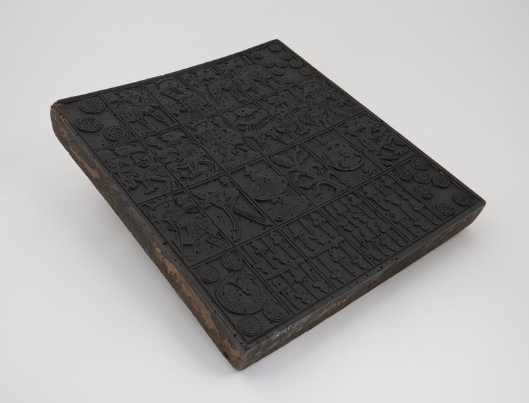 Wooden printing block for printing playing cards, unmarked