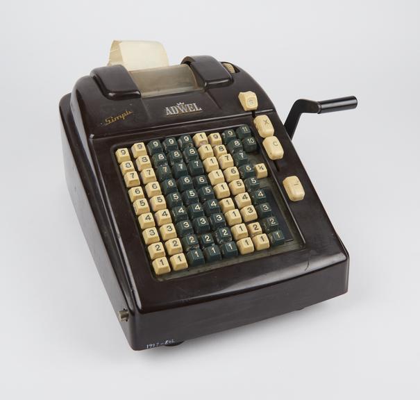Adwell printer adding machine in bakelite, by Jorgens, Bergen