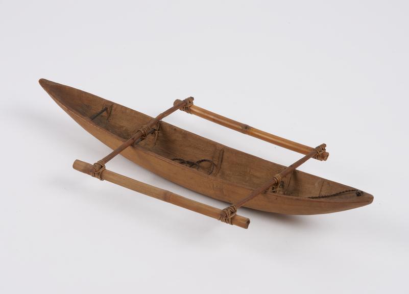 Model of double-outrigger canoe from the Philippines