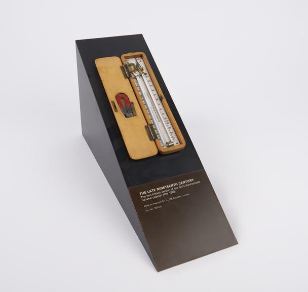 Portable Six's maximum and minimum self-registering thermometer