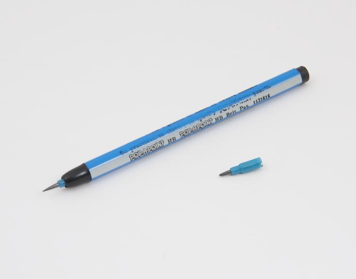 Pop-a-point' lead pencil with four accompanying lead refills