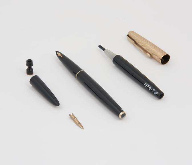 Parts of a Capillary Filling Parker Pen, 12 Carat gold plated