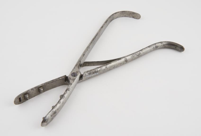 Heavy gauge stone-crushing lithotomy forceps with large teeth