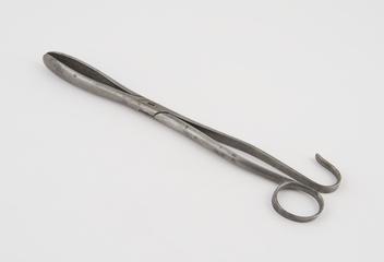 Small pair of straight lithotomy forceps with scoop-shaped blades and cross-action shanks by Laundy