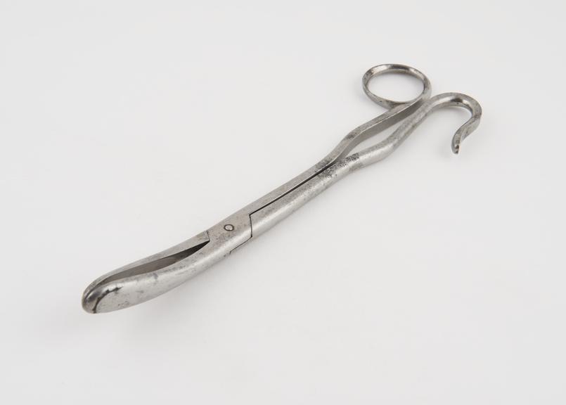 Curved lithotomy forceps  with cross-action shanks, steel