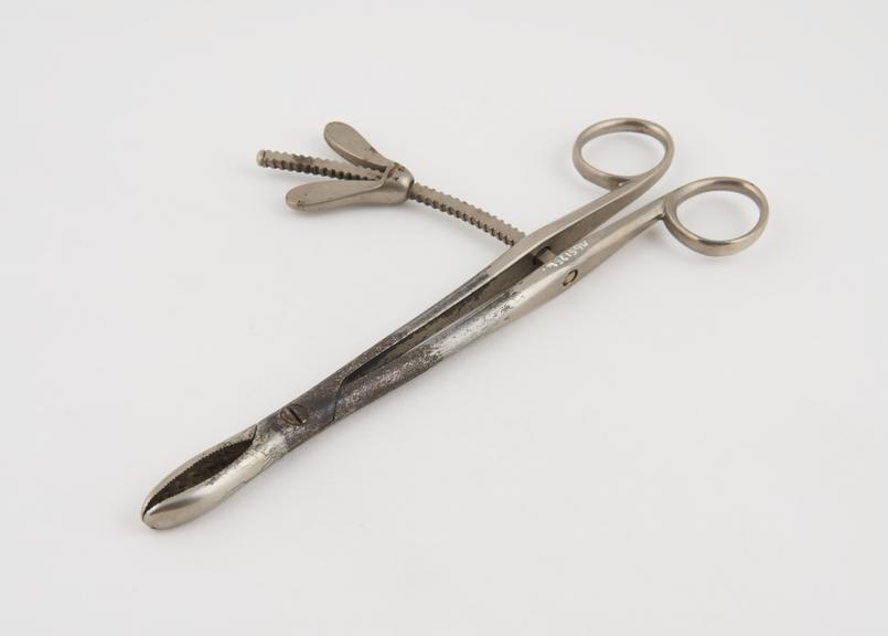 Lithotomy forceps, steel plated by Arnold and Sons of London