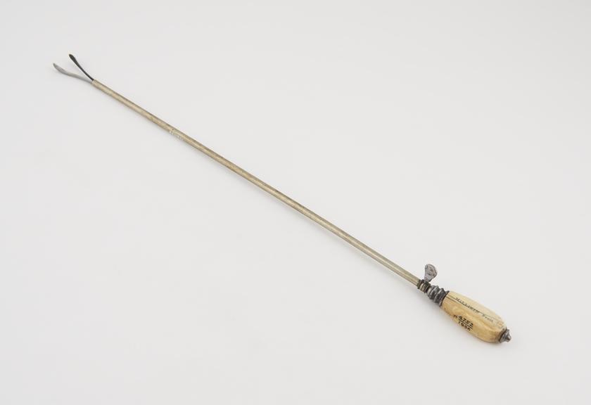 Lithotomy forceps, steel and ivory, by Millikin of London