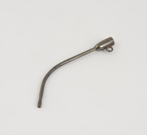 Small curved catheter, plated metal, British(?), 1870-1920