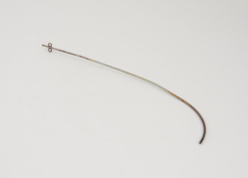 Silver catheter, narrow gauge with proximal curve, c. 1850