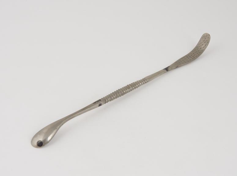 Forgusson's double-ended lithotomy scoop with one flattened