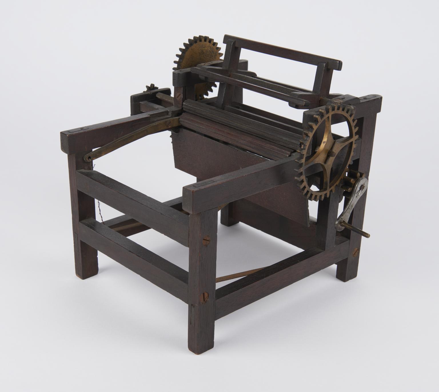 Thomas Roth Roller Model, hand-operated toothed rollers on mahogany frame | Science Museum ...