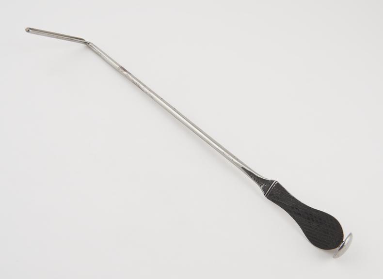 Buchanan type lithotomy staff, nickel-plated, made by W.B