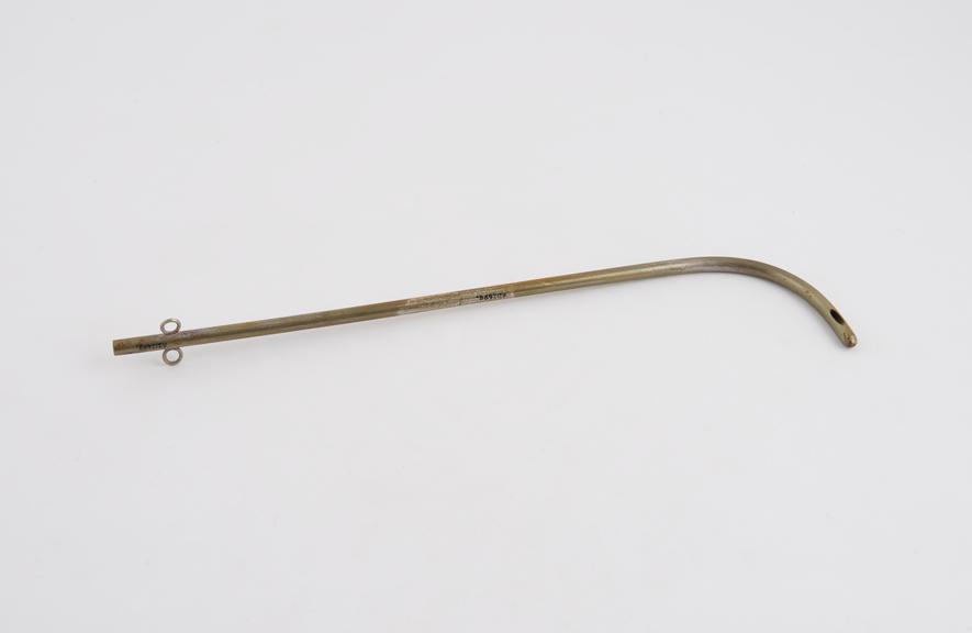 Cylindrical catheter, curved proximal end and detachable shank