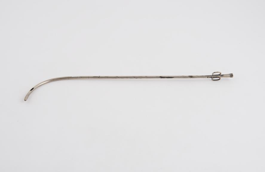 Silver catheter, No.5,  graduated, by Coxeter, London, 1850-1900