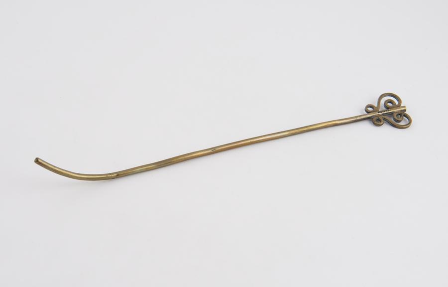 Brass, cylindrical catheter with ornate handles, c.1880