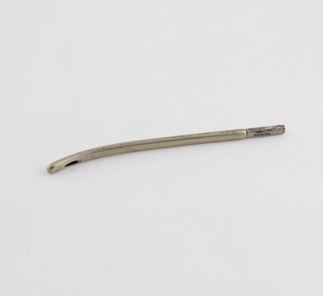 Silver female catheter, single draw extension, curved, c. 1860